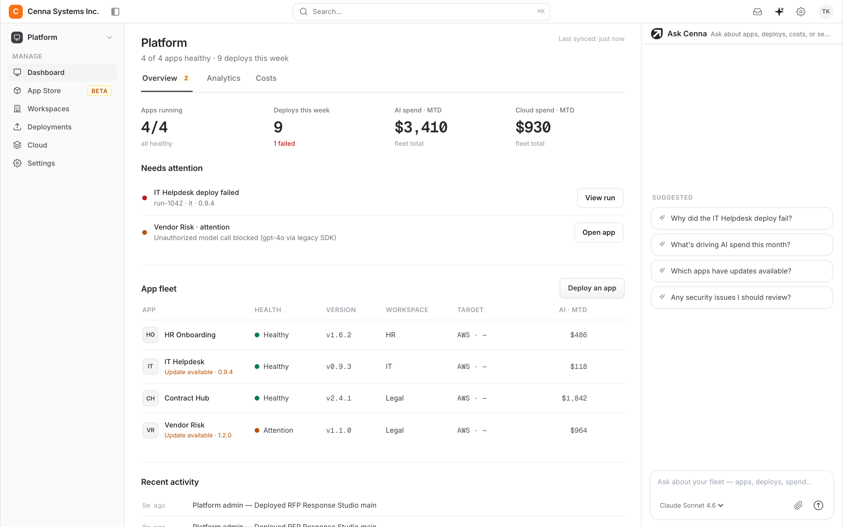 Cenna Agentic HR application overview
